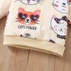 Girls' Cat Hooded Pullover and Pants Set - Spring/Autumn Fashion Two-Piece Outfit
