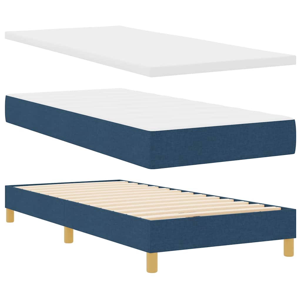 Box Spring Bed with Pillow and Headboard Blue 90 x 190 cm Fabric
