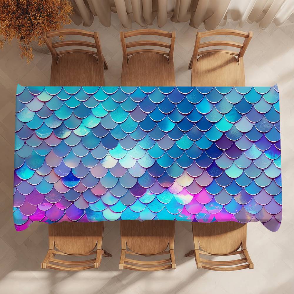 Fish Scales Pattern Table Cloth Party Decor Dining Room Home Kitchen Patios Waterproof Stain-Proof Table Cloth