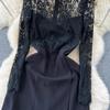 High-Grade Lace Dress Royal Sister Young Sle Sexy Perspective Long sleeve Patchwork Slim fit Mid-Length Chiffon