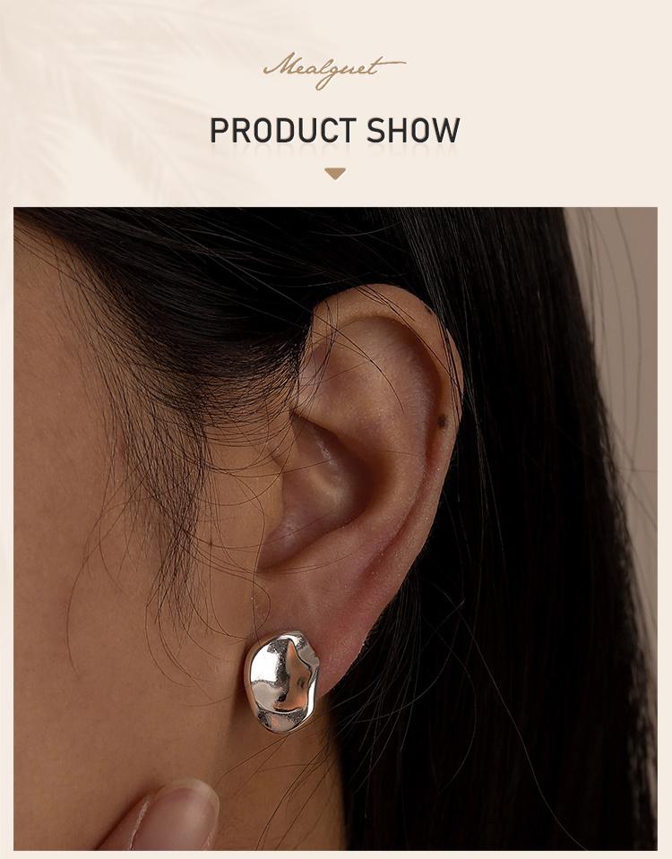 Hammered Geometric Stud Earring, Texture Metal Post Ear Jewelry for Women Gift