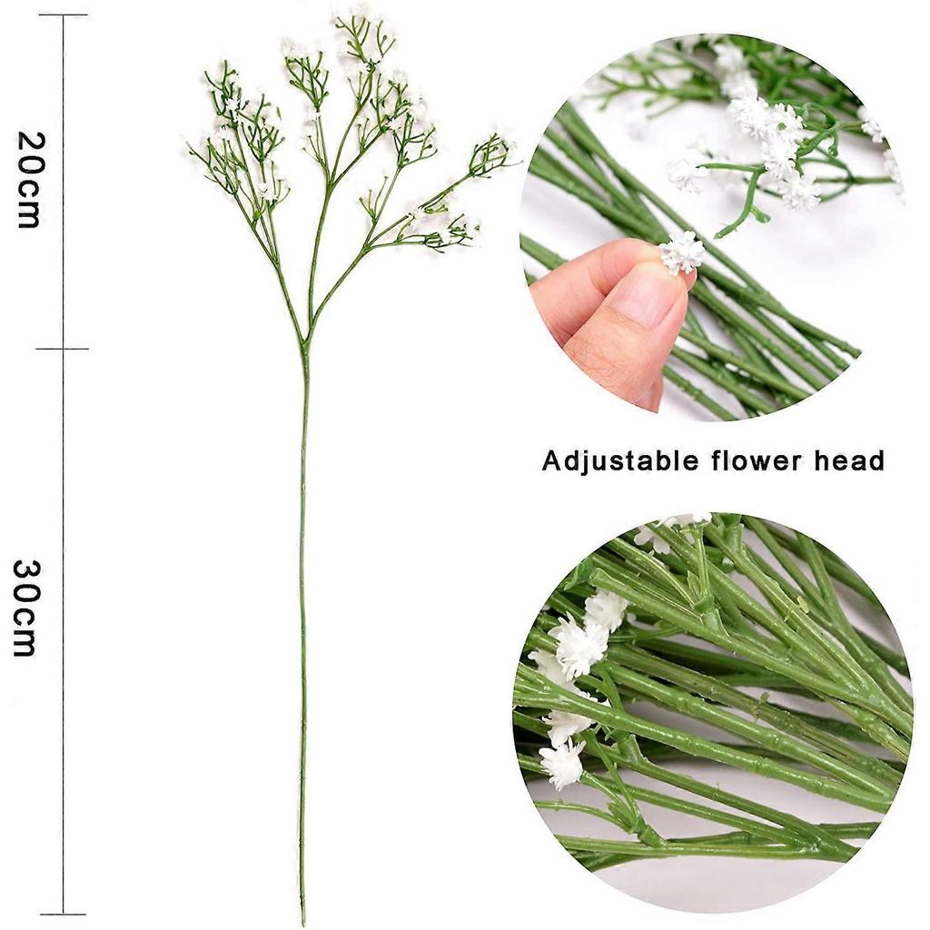 Artificial Gypsophila 12Pc White Silk Flower for Wedding, Party, Bride, Office Decor