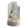 Christmas Dome Glass Ornament LED Light Up Reindeer Christmas Tree Little Church in Cloche Tabletop Decoration for Indoor Room Desktop Decor