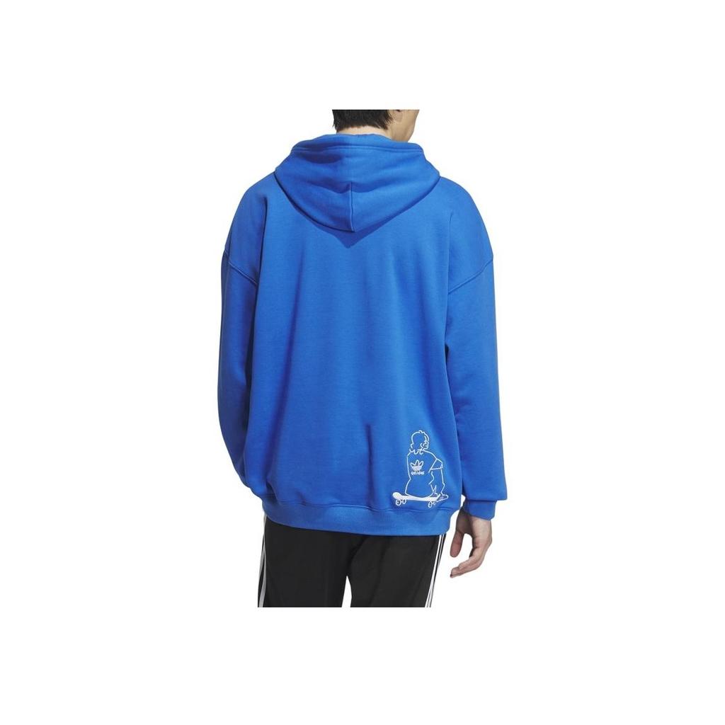 Adidas Originals Trefoil X Chang Csun Yuk X Su Yiming Triple Collaboration Hoodie with Skateboard Comic Pocket Men Hoodie Blue IK4310