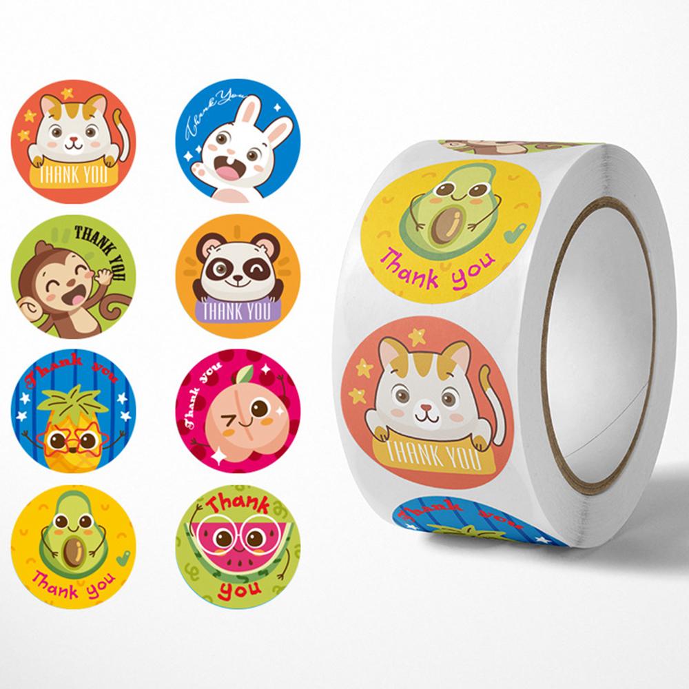 Custom Decal Stickerbook 8 Styles Cartoon Animals Thank You Note X042