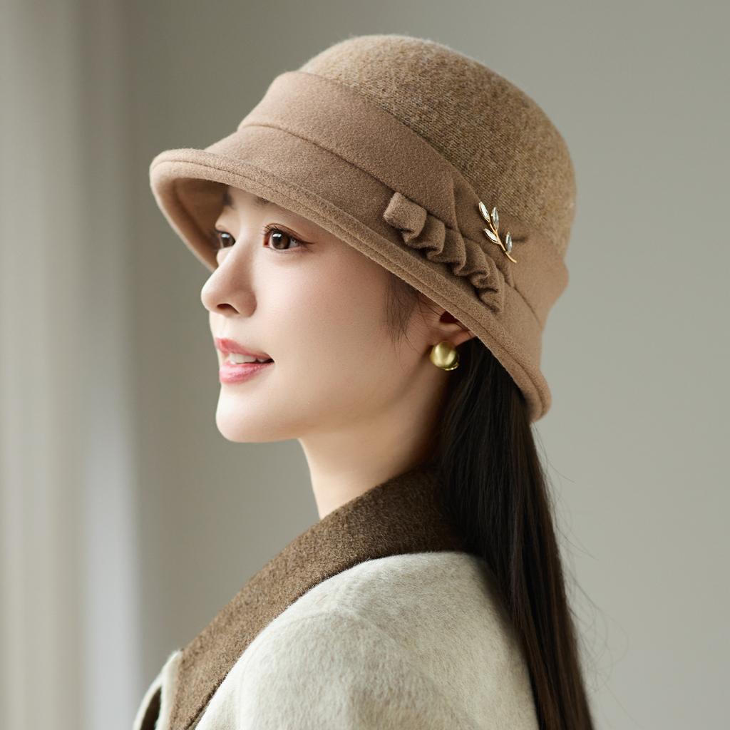 Fashion Basin Hat Women's Autumn and Winter Elegant Warm Top Hat Mother's New Bucket Hat