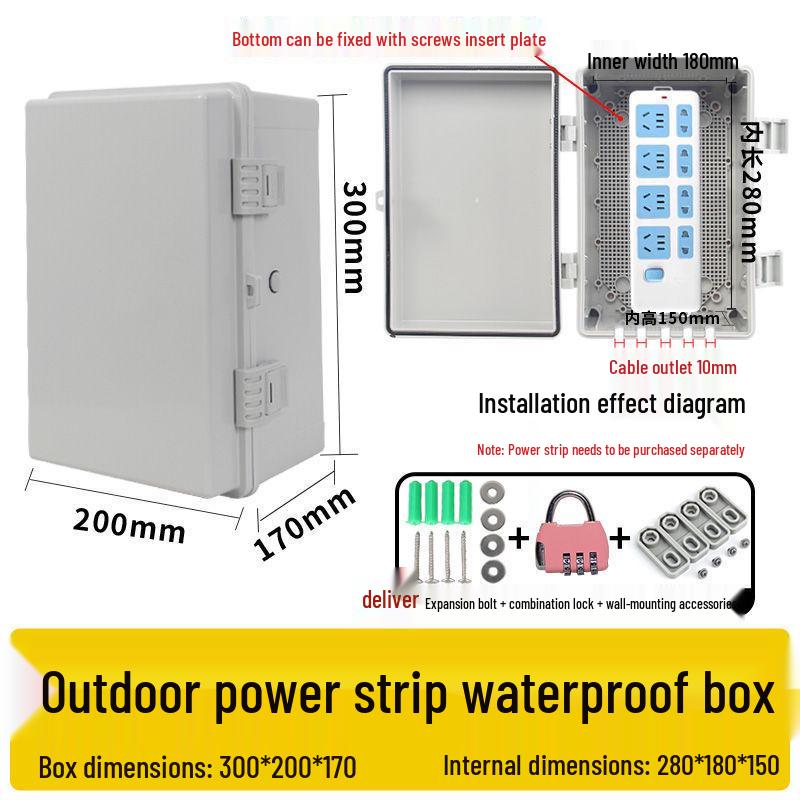 Zamykana wodoodporna skrzynka gniazdkowa zewnętrzna z osłoną przeciwdeszczową