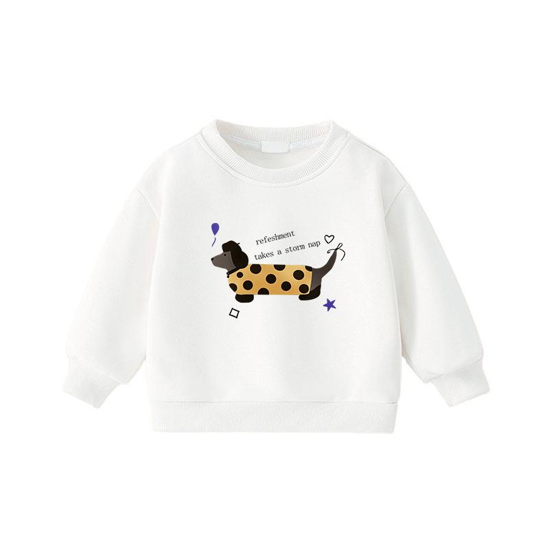 Children s Dachshund Cartoon Sweatshirt - Round Neck, Long Sleeve, Cute Puppy Print, Casual Top. 110 cm