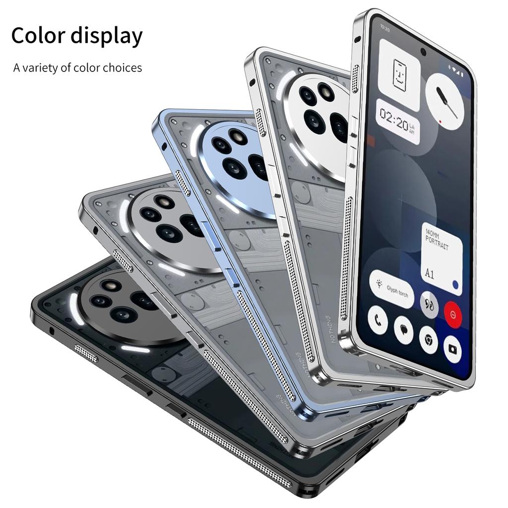 For Nothing Phone (3a) Pro Bumper Cases Metal Frame Heat Dissipation Cover with Lens Protector