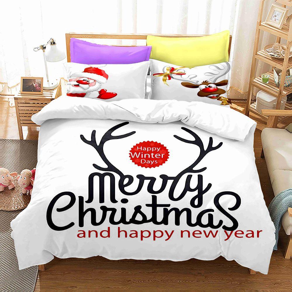3D Digital Printing Bedding Four-Piece Set Three-Piece Set Christmas Bed Sheet Quilt Pillow