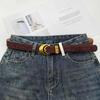 Retro Buckle Suede Leather Belt Luxury Design Waistband Trendy Waist Belt  For Women