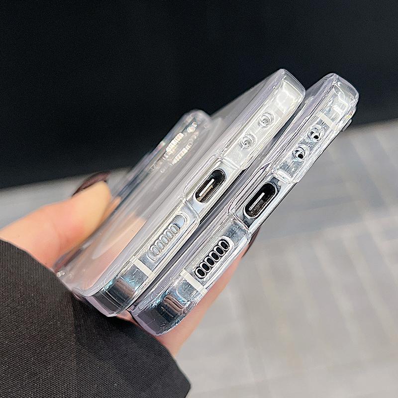 3 STÜCKE Faltbare Stoßfeste Hülle für Samsung Z Flip6 Flip5 Flip4 für Magsafe Magnetisch Cartoon Pandas Muster Transparent Hartes PC Slim Case Abdeckung