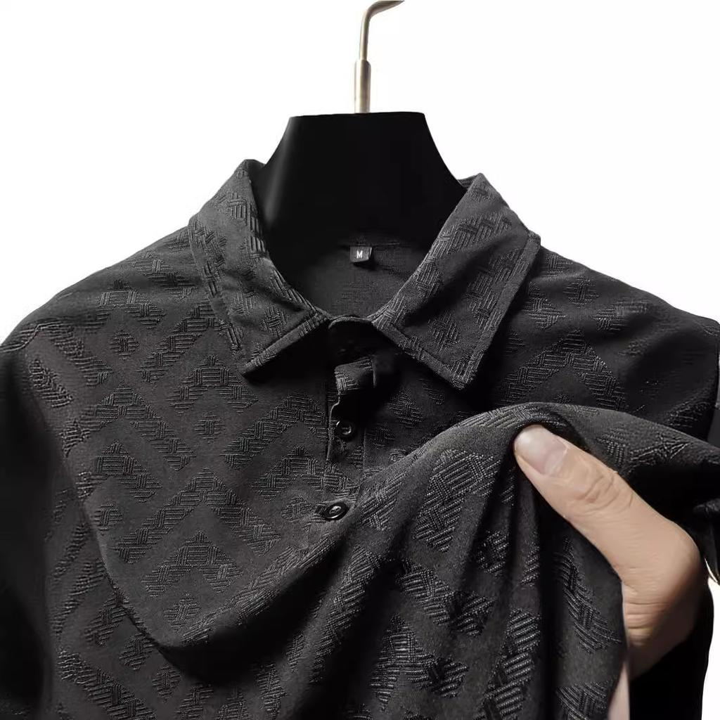 High-end new speed men's dry ice silk shirt collar POLO polo shirt