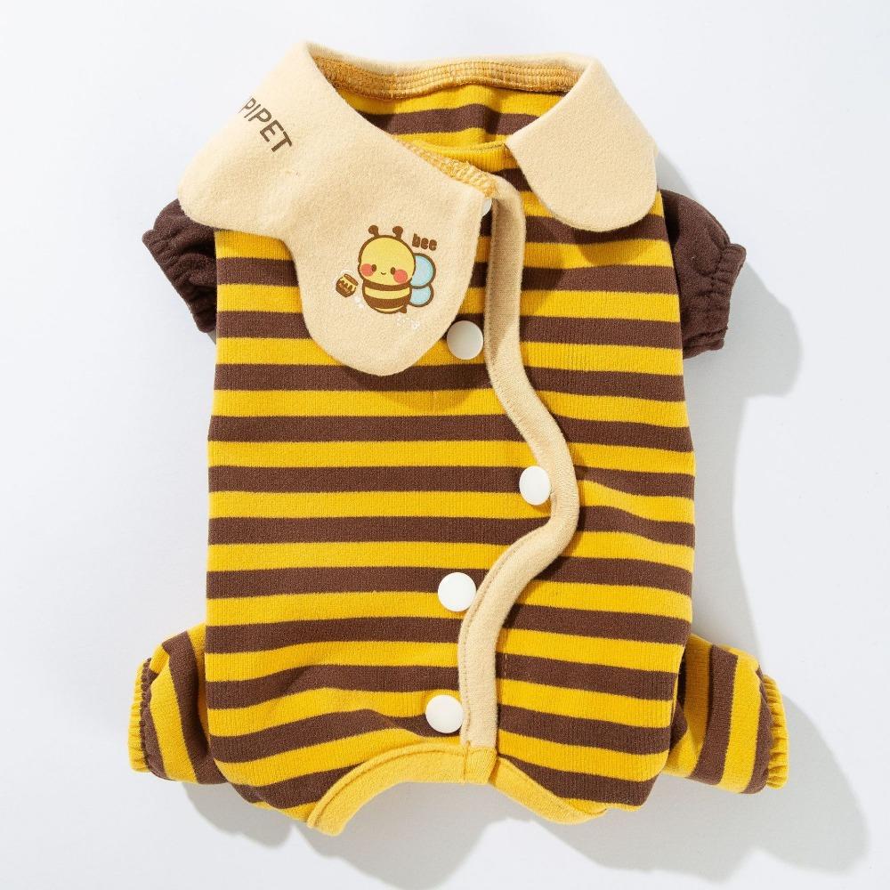 Pet dog autumn and winter belly coat small bee striped trimmable four-legged surgical clothing small dog dog clothing