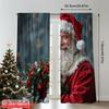 2pcs 2D Flat Printing Merry Christmas Window Drapes Santa Claus Holly Wreath Festive Christmas Fabric Without Electricity