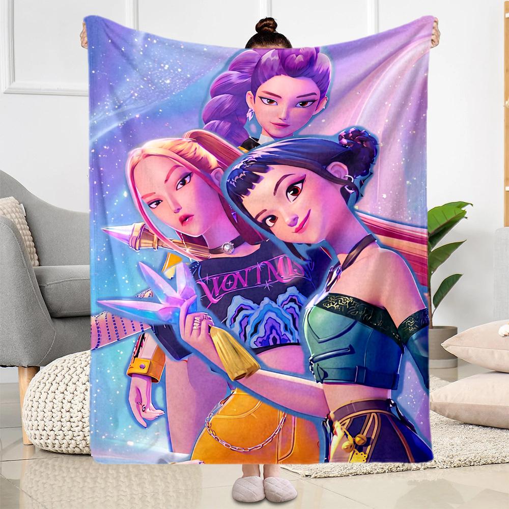 K-pop Demon Hunters Blanket Soft Warm Cozy Great for Bed Chair Livingroom Four Seasons Universal Stylish Decor Best Holiday Gift for Friends Family