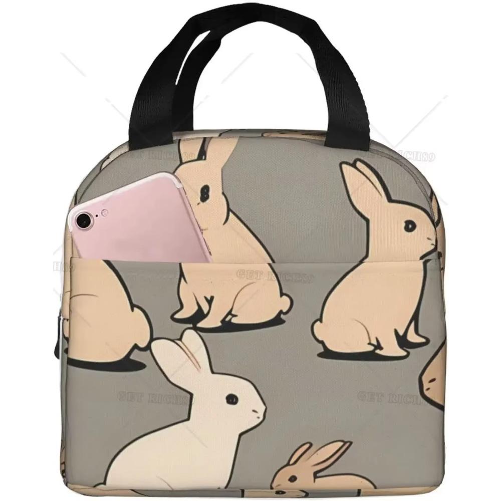 Desene animate la modă Chronst Un grup de iepuri Genți de prânz, Cutie de prânz reutilizabilă cu animale pentru femei bărbați Geantă de prânz pentru facultate muncă