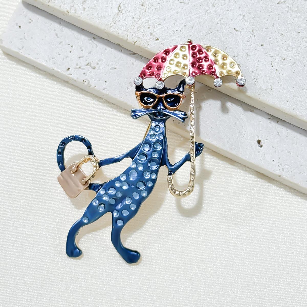 

Популярная брошь-зонтик в виде котенка из сплава, модные и универсальные милые булавки в виде животных, оптовая продажа от производителей аксессуаров