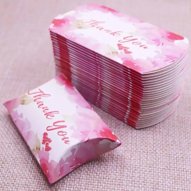50pcs Marble Style Box Anniversary Gift Box Wedding Present Flamingo Design Box Paper Pillow Cardboard Jewelry Packing