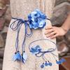 Girls Fashion Tassle Dress Decorated Chiffon Big Flower Waist Chain Waistband Waist Rope Belts