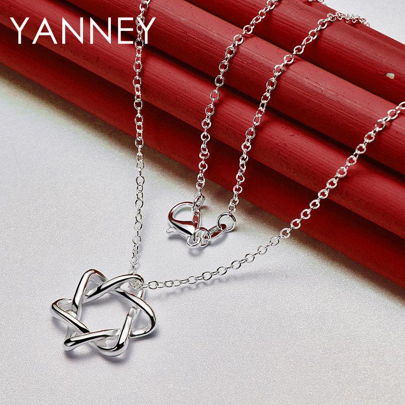 

Fashion 925 Sterling Silver 16-30 Exquisite Star Cross Pendant Necklace Women Gift Accessories Wedding Elegant Party 40cm