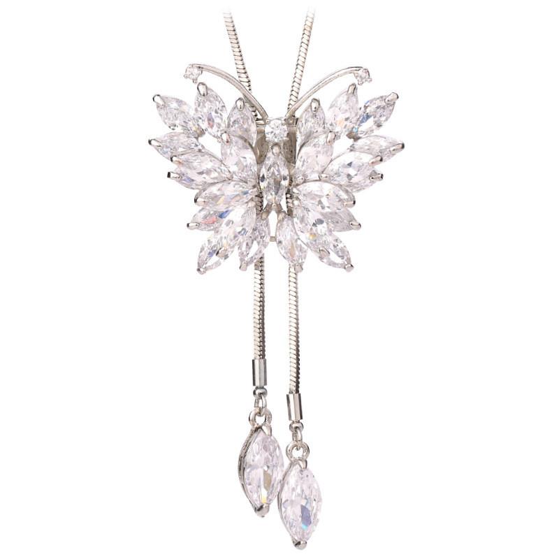 Unique Necklace Long With Dazzling Crystal Zircon Butterfly Perfect For Any Occasion