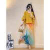 Floral Print Pleated Bell Sleeve Top & Skirt Set - Chic, Youthful Autumn Style