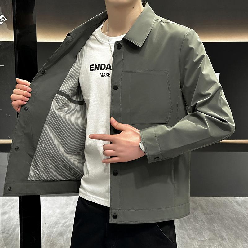 Men's Casual Jacket Spring New Lapel Fashion Spring and Autumn Comfortable Simple Versatile Coat