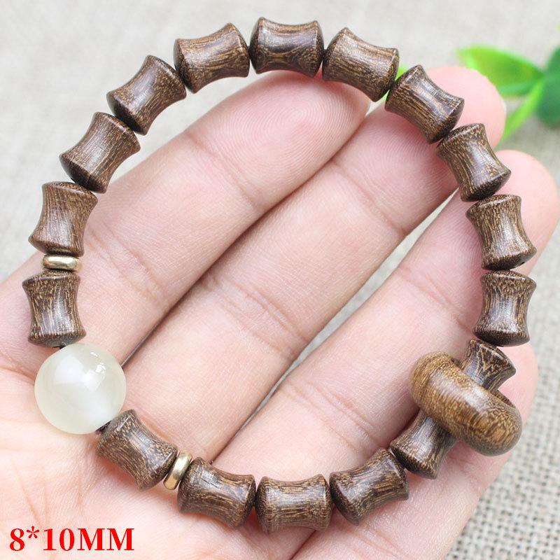 

Браслет из зеленого и черного сандалового дерева с бамбуковым узлом: Унисекс буддийские бисерные украшения для пар