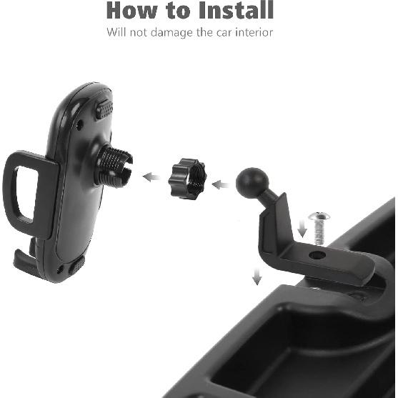 JeCar TJ Phone Holder Upgrade Dash Cellphone Mount With Storage Tray Interior Accessories Compatible With Jeep Wrangler TJ 1997-2006