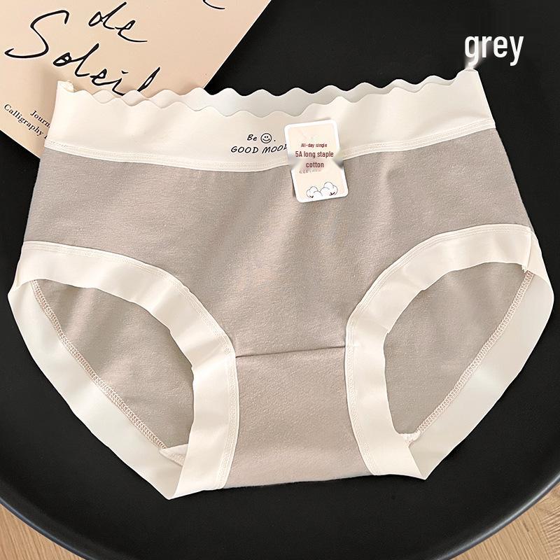5A Skin-Friendly Pure Cotton Mid-Waist Japanese Style Girly Underwear with Wavy Letter Design
