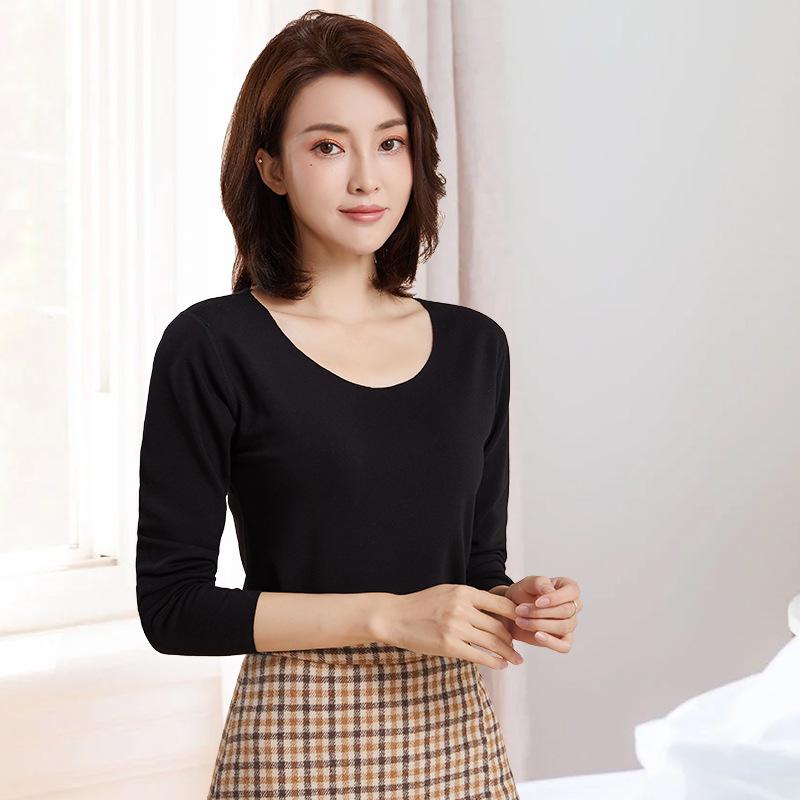 

Women s Seamless Velvet Slimming Top - Warm Brushed Base Layer for Autumn/Winter XL