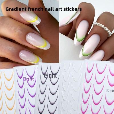 Αυτοκόλλητα γαλλικού ντεγκραντέ Nail Art - Χαλκομανίες Crescent Smile Line για κλασικά γαλλικά σχέδια
