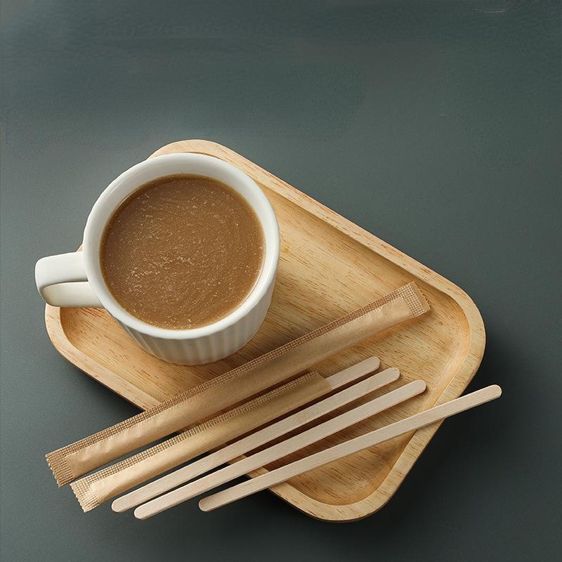 Wooden Coffee Stirring Stick Disposable Long Handle Milk Tea Stirring Stick Individually Packaged Food Grade Beverage Stirrer