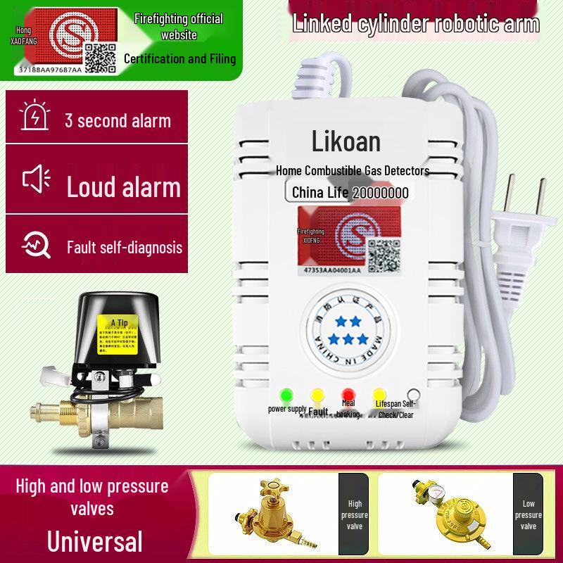 LPG Gas Leak Alarm with Automatic Shut-Off Valve for Restaurants and Hotels