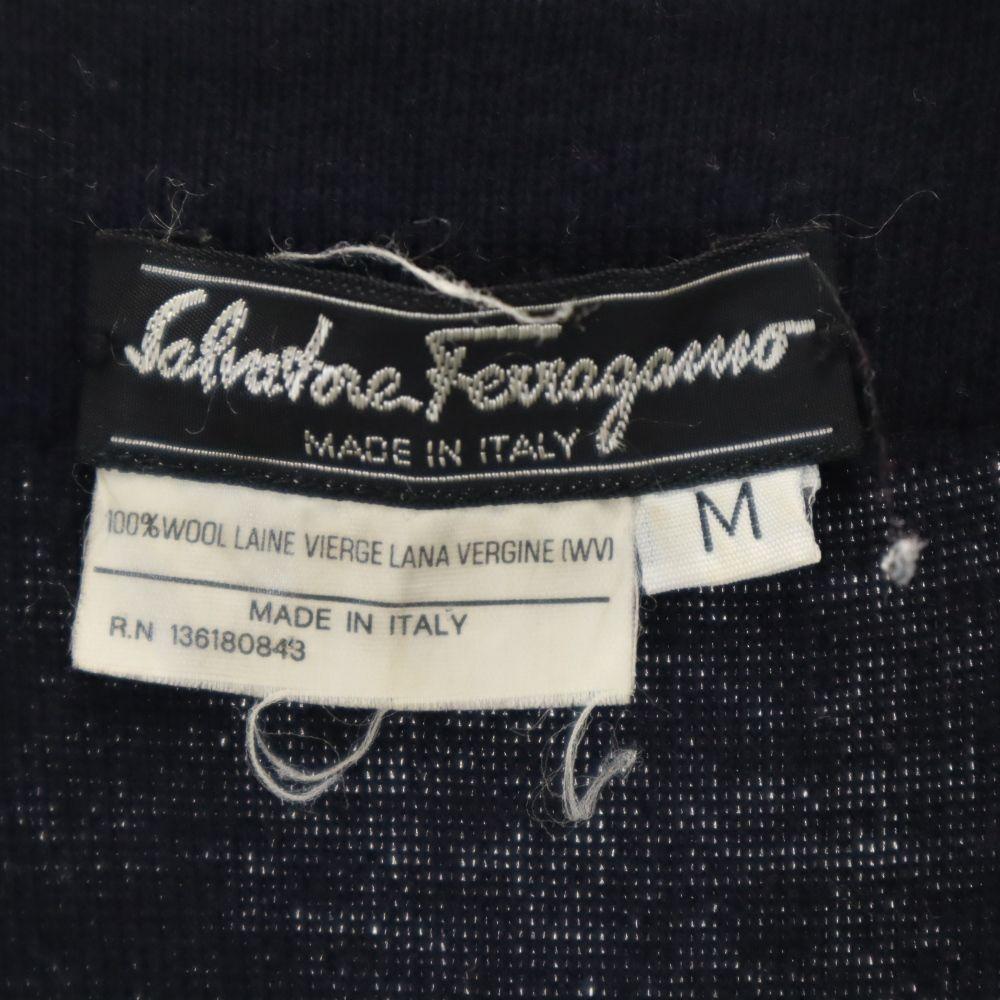 Salvatore Ferragamo made in Italy Wool knit cardigan M Navy Men's Used