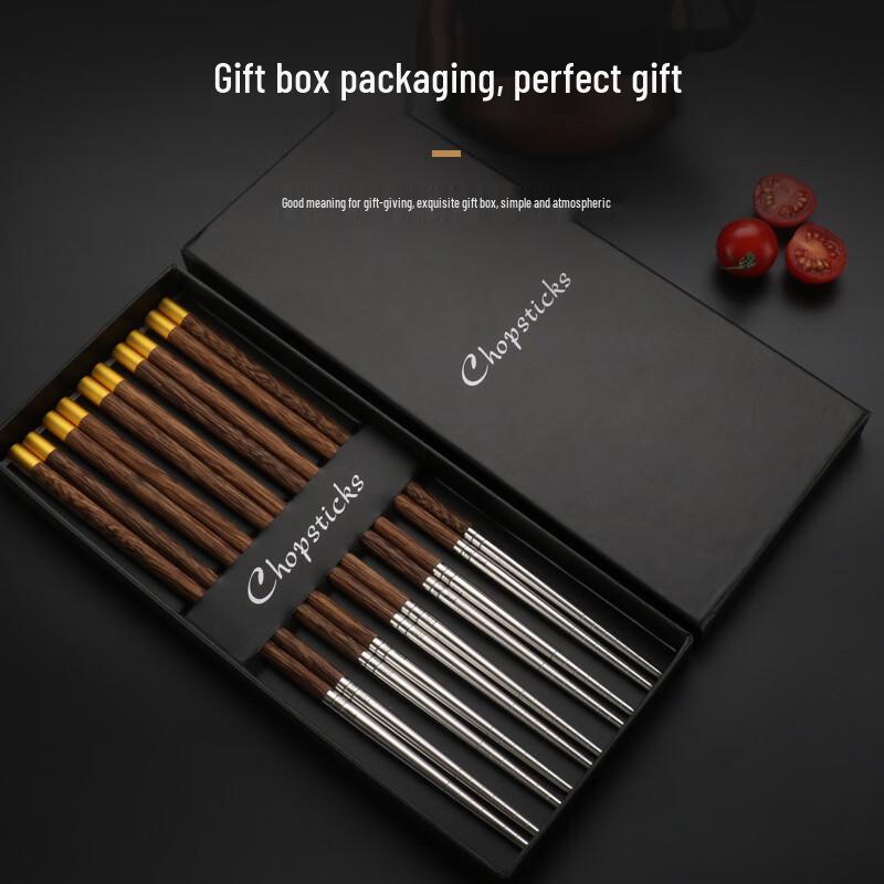 Zhishi 304 Stainless Steel Chinese Style Chopsticks Gift Set