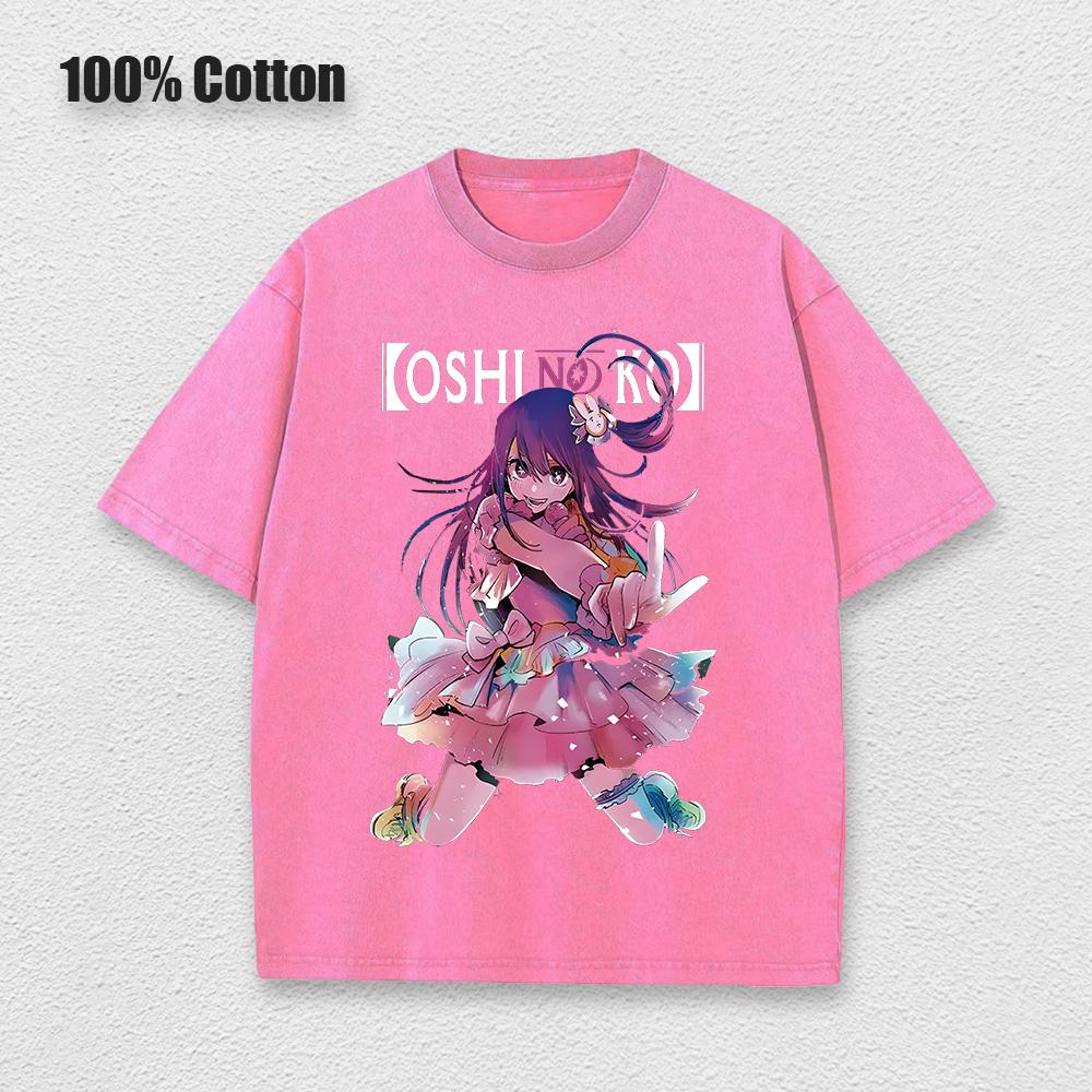 

Кислотная футболка Каваий Oshi No Ko Аниме Ай Хосино Косплей Футболка Мультяшные Фанаты Отаку Футболка Повседневная Однотонная Хлопковая Унисекс Футболка L