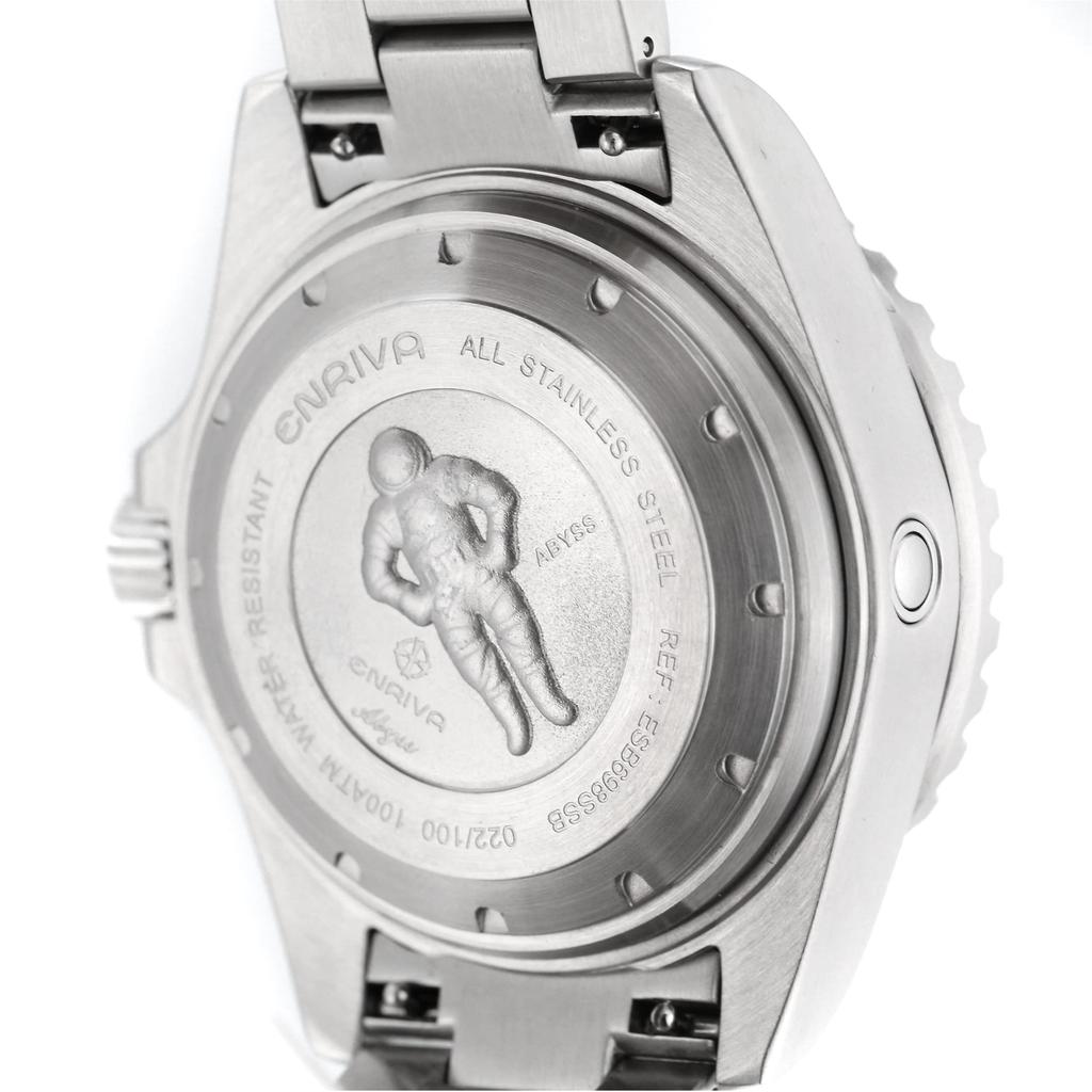 ENRIVA Watch Automatic Watch Automatic Date Display Blue Diver's 100ATM,