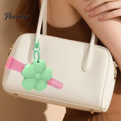Lip Balm Holder Keychain Silicone Flower Lipstick Keychain, Portable Carrier for Bag Accessory Backpack Handbag, Travel Gloss Women