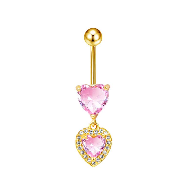 Gaibei Heart-shaped Bow Navel Ring - European & American Trendy Style Belly Button Jewelry