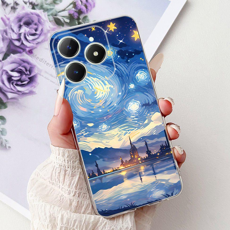 4G Clear For Realme Note 60 Case RMX3933 Luxury Butterfly Love Flowers Cool Lion Painted Phone Case For Realme Note 60X RMX3938