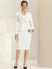 Allegra K Women's Two-Piece Blazer and Skirt Set, White with Tweed Trim, Size M
