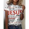 Easter Women's Casual T-shirt Jesus Alphabet Print Women's Crew Neck Short Sleeve Top Everyday Street Fashion Women's Y2k Tops
