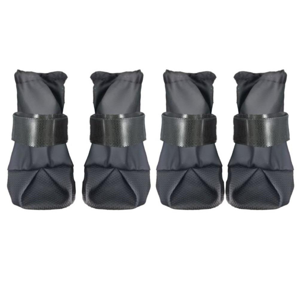 

4PCS/SET Adjustable Waterproof Dog Boots High-top Wear-Resistant Anti-Slip Dog Shoes Breathable Pet Rain Boots Easy To Wear S сірий