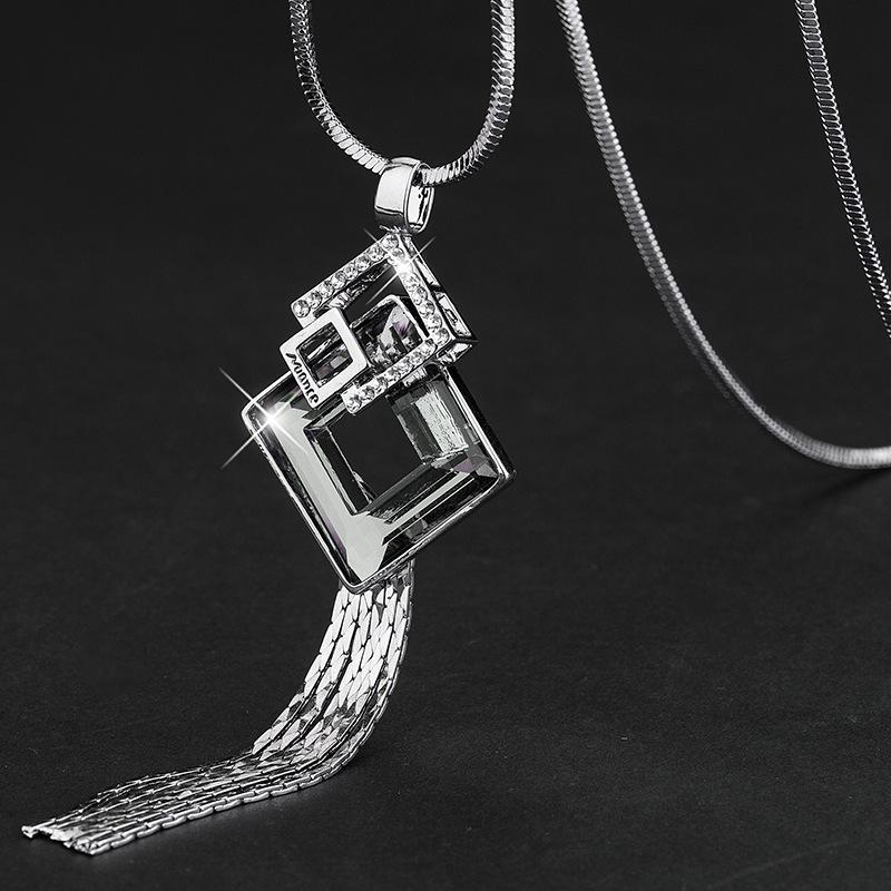 

Длинное модное колье-свитер для женщин, оригинальный геометрический стиль, изготовлено из стали и титана