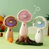 Small Handheld Fan Dual-Use Portable Fan USB Rechargeable Desk Fan Cute Mushroom Shape Personal Cooling Fan for Travel Office Home Gifts