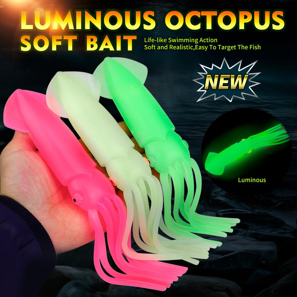 Deep Sea Octopus Fake Bait, Luminous Path Sub Bait, Squid Soft Bait, Sea Fishing Boat Fishing, Drag Fishing, Biomimetic Silicone Bait