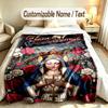 Floral Garden Theme Soft Blanket Personalized Custom Name Text Print Warm Blanket Home Sofa Bedroom Decor