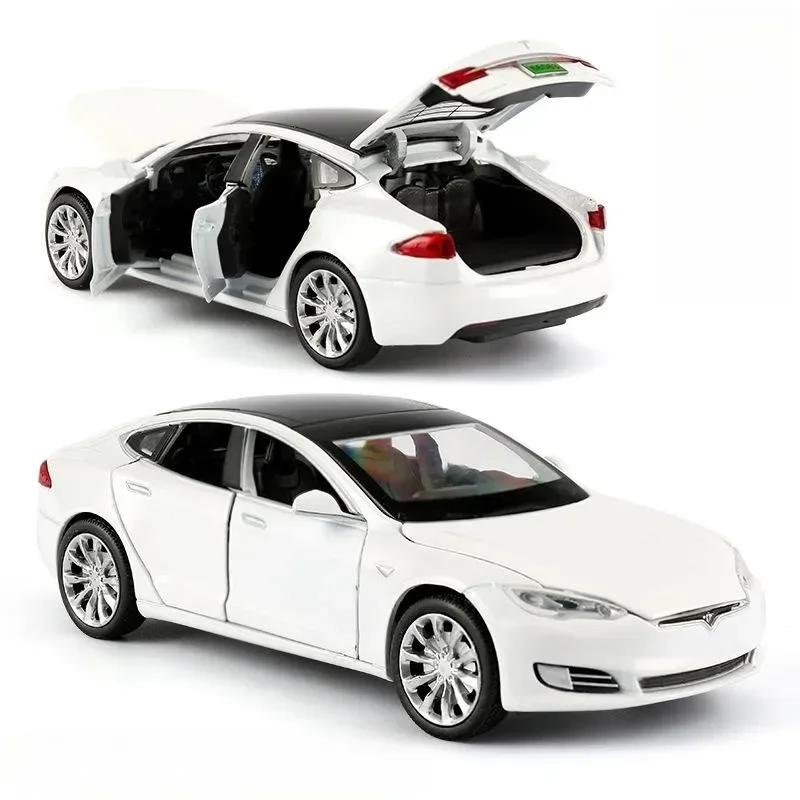 1/32 Tesla Model S 100D SUV Toy Car Model Diecast Alloy Metal Miniature Sound & Light Pull Back 1:32 Collection Gift For Boy Kid